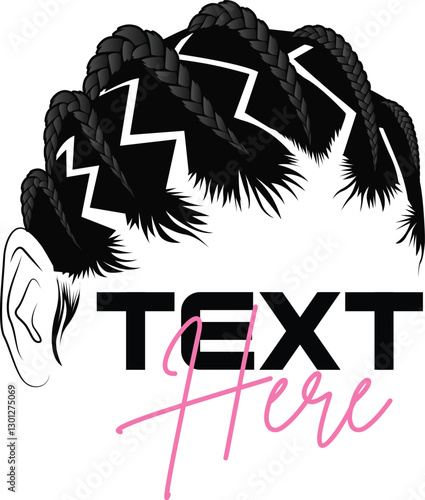 Black African American Men Braid Hair Vector