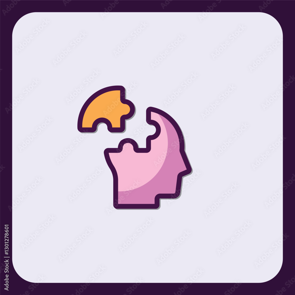 Iconic Representation of Problem Solving with Head and Puzzle Piece Design Iconic Representation of Problem Solving with Head and Puzzle Piece Design