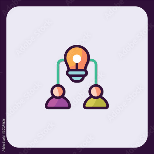 Creative collaboration concept with individuals sharing an innovative idea icon