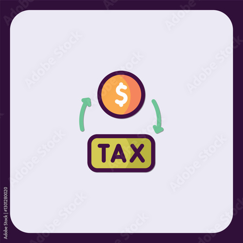 Taxation concept, money flow to payment icon illustration with currency