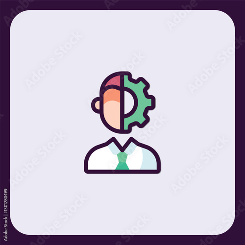 Icon Depicting Cognition Combining Human Intellect with Mechanical Precision