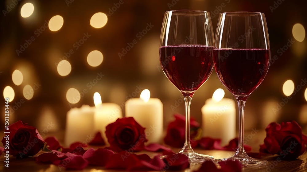 romantic candlelit dinner setup with a gourmet tasting menu, wine glasses clinking, elegant atmosphere romantic candlelit dinner setup with a gourmet tasting menu, wine glasses clinking, elegant atmosphere