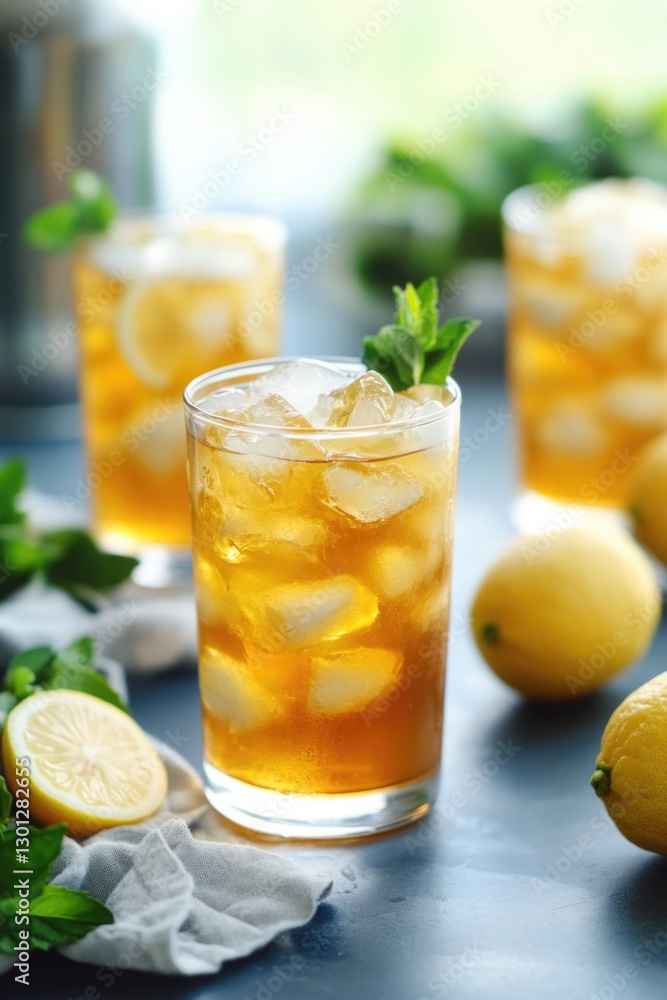 Refreshing summer drink with lemons and mint, perfect for outdoor gatherings or a relaxing afternoon Refreshing summer drink with lemons and mint, perfect for outdoor gatherings or a relaxing afternoon