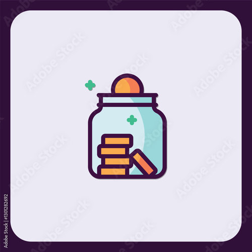 Stylized Money Jar Icon Representing Savings and Financial Growth