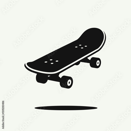 very simple flat and single minimalist Skateboard Silhouette in black on a white background