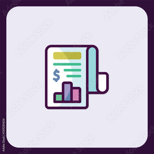Business report illustration icon for finance and analytical data strategy