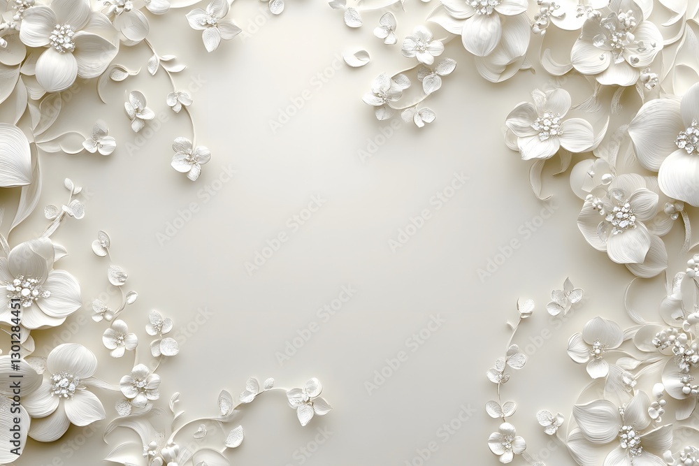Delicate white floral decorations on a soft background Delicate white floral decorations on a soft background