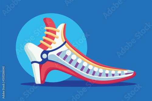 A colorful orthopedic shoe showcases its adjustable features for enhanced comfort and support, Orthopedic Customizable Flat Illustration