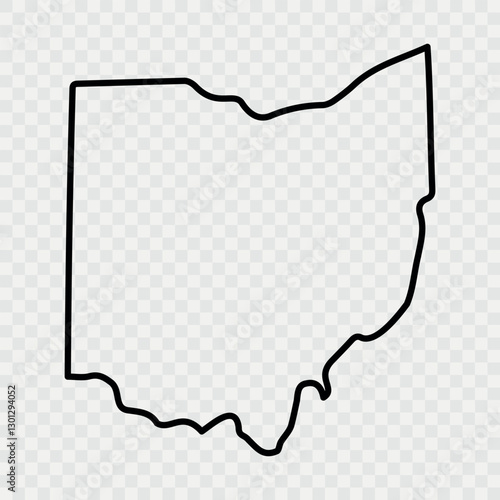 Ohio US state blank map vector solid black color and outline isolated on background. Ohio state map. Vector illustration. State of Ohio Silhouette Outline Graphic Design with Transparent Background