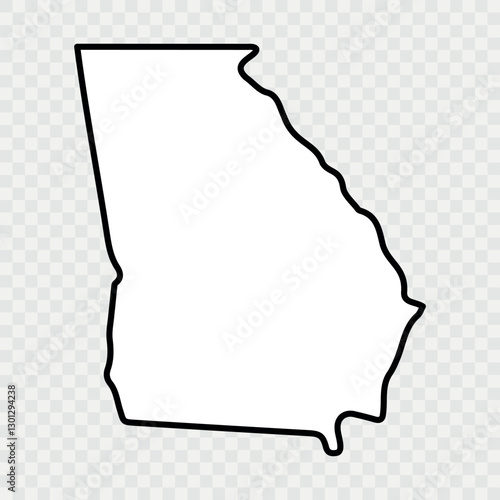 Georgia map vector illustration, scribble sketch Georgian. Georgia state silhouette, line style. America illustration Georgia Map Black, State Border, United States, US America, Transparent,solated