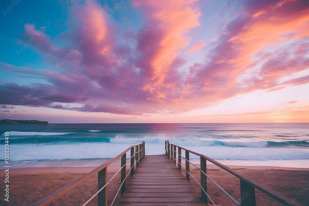Obraz premium Sunset over the sea and jetty. Jetty at sunset