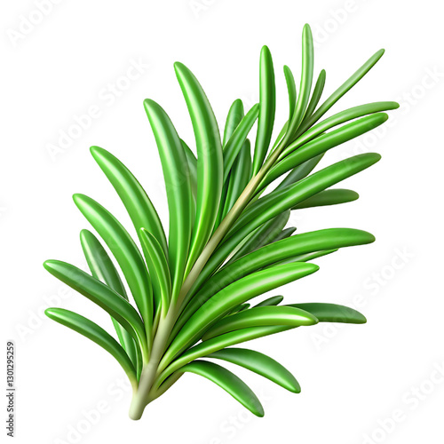 Vibrant 3D Rendering of Fresh Rosemary Sprig, green plant isolated on Transparent background