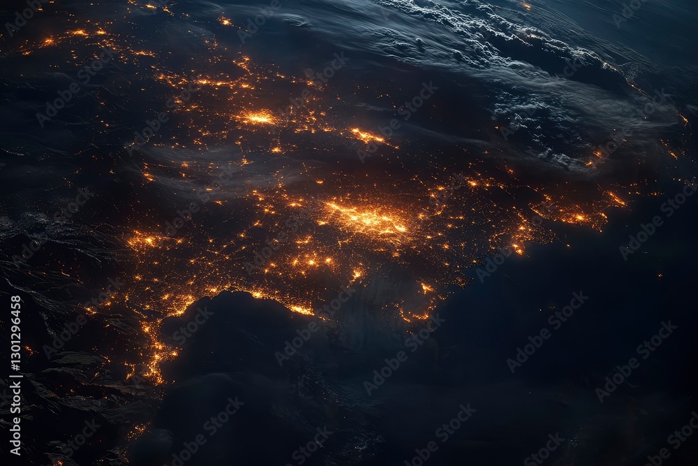 Fototapeta premium A photograph of the night sky looking over Cyprus from the International Space Station