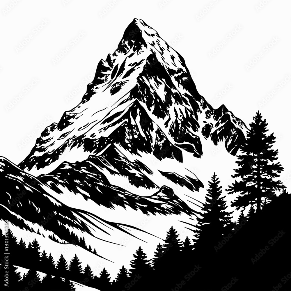 snow mountain vector art isolated on white background
snow mountain vector art isolated on white background