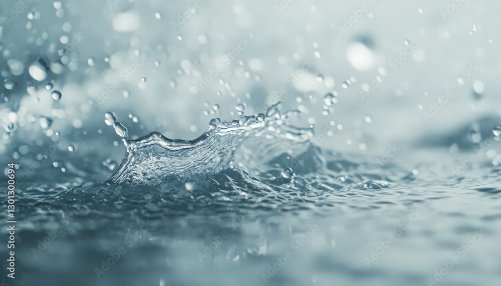 Water Droplet Splash: Close-up of Blue Water Crown Water Droplet Splash: Close-up of Blue Water Crown