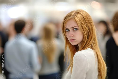Wallpaper Mural A woman with striking red locks stands out amidst a gathering of people Torontodigital.ca