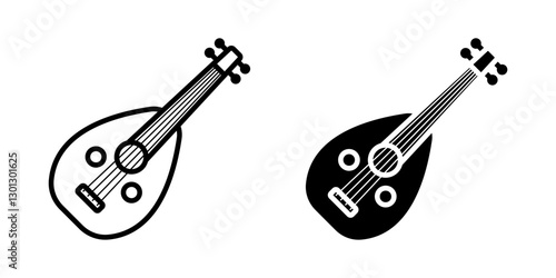 Lute, oud icon set. for mobile concept and web design on white background