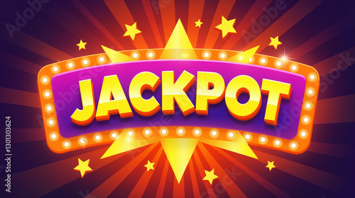 Big lottery jackpot sign with starburst pattern, excitement and fortune