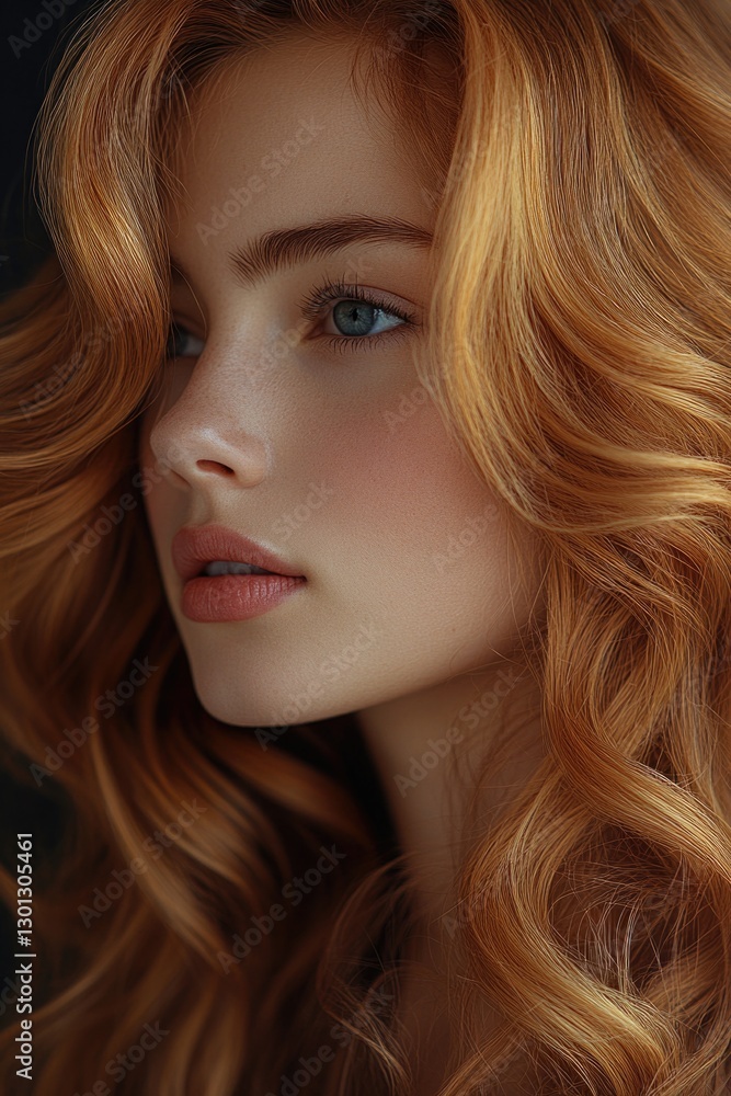 Close-up portrait of a woman with long red hair, looking directly at the camera Close-up portrait of a woman with long red hair, looking directly at the camera