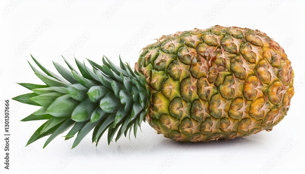 Whole Pineapple: Ripe Tropical Fruit Isolated on White Background Whole Pineapple: Ripe Tropical Fruit Isolated on White Background