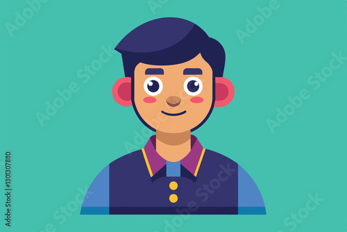 A young boy with a friendly smile is depicted in a customizable design against a vibrant backdrop, Paid idea Customizable Disproportionate Illustration