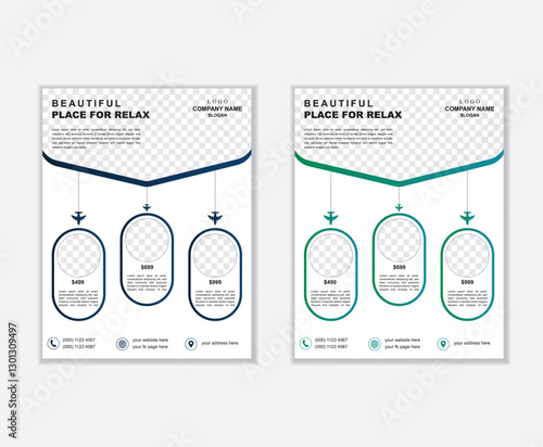 Travel poster or flyer design layout space for photo background.