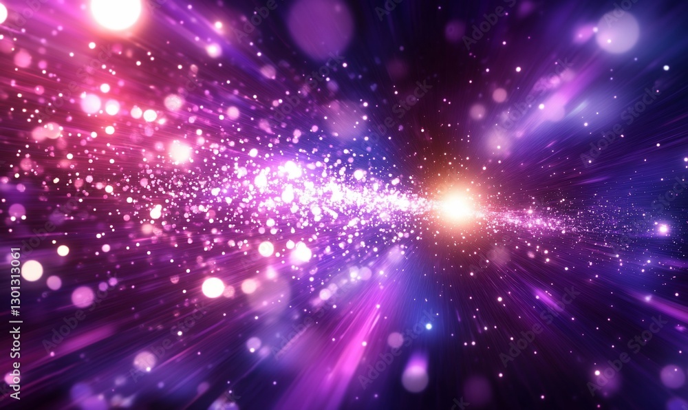 Fototapeta premium Purple galaxy light streaks, cosmic background, design element