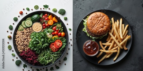 Organic Vegetarian Cuisine versus Processed Fast Food The Ultimate Meal Choice Showdown. photo