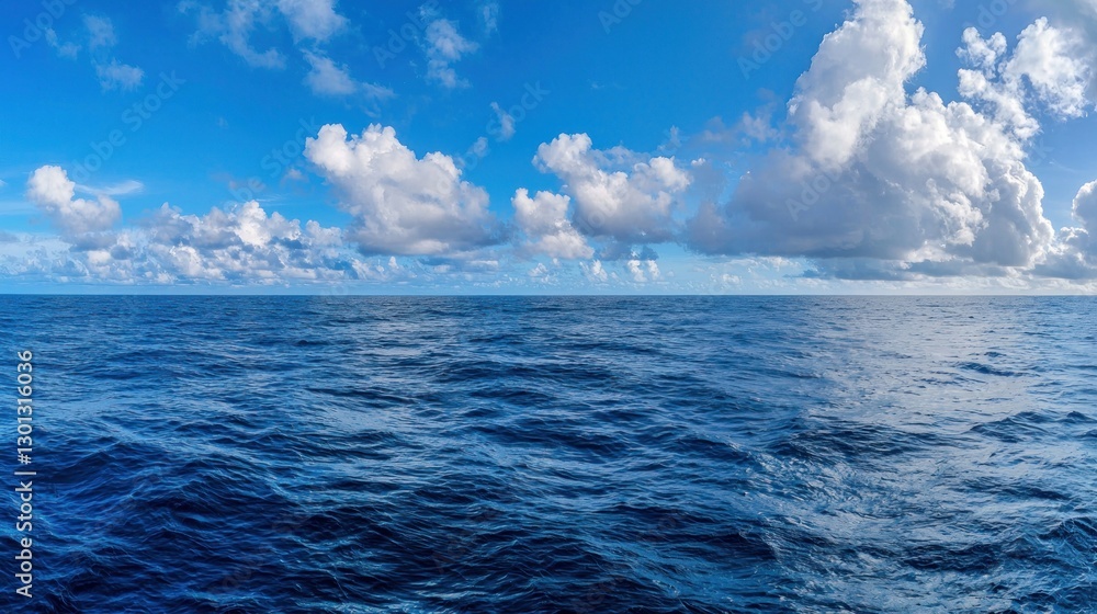 Fototapeta premium Vast Ocean Under a Blue Sky: A Serene Seascape