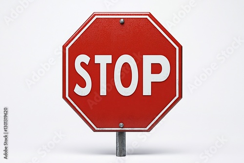 Red octagonal stop sign on white background