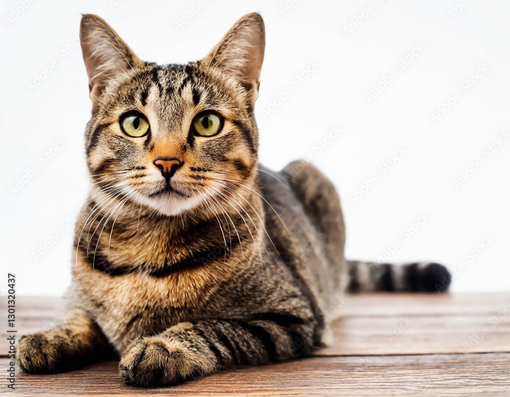 Cat Posing Gracefully: Isolated on White Background Cat Posing Gracefully: Isolated on White Background