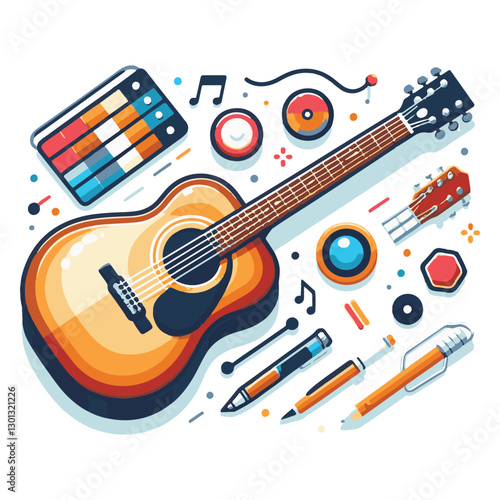 Graphic illustration of a guitar