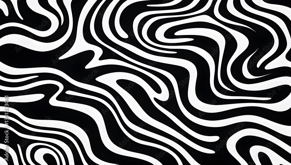 Black and white zebra striped background. Zebra pattern of black and white lines with wave Black and white zebra striped background. Zebra pattern of black and white lines with wave