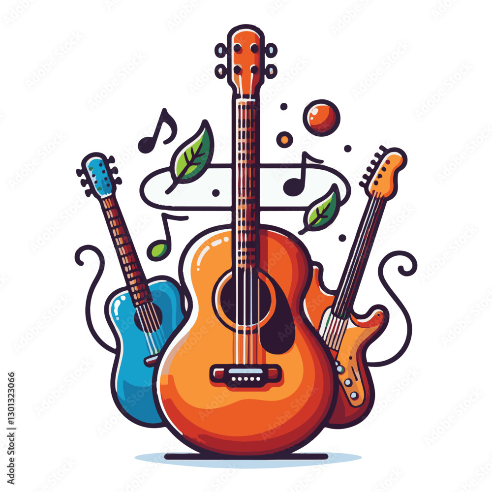 Obraz premium Graphic image of a guitar for a music enthusiast