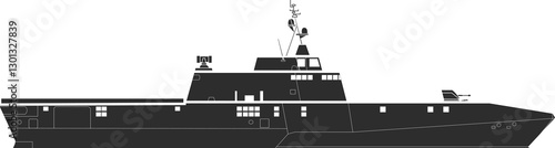Battleship Independence black silhouette without contours, combat military ship.