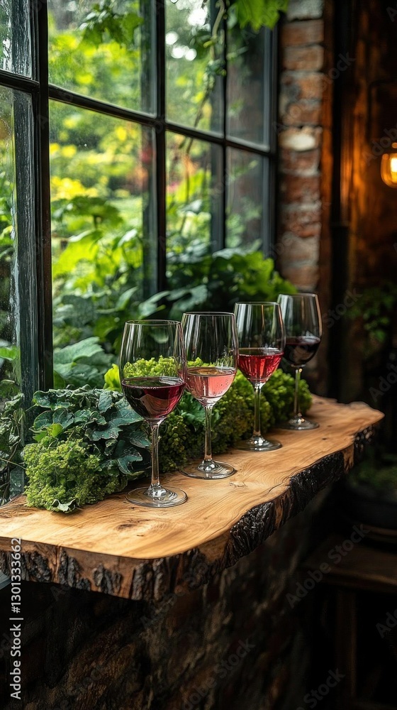 Fototapeta premium Wine Tasting Relaxation Garden View Rustic Charm