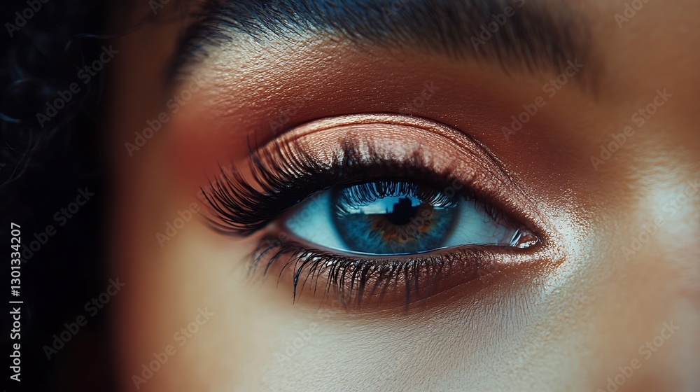Close-Up of a Woman's Eye with Dramatic Makeup Focus Close-Up of a Woman's Eye with Dramatic Makeup Focus