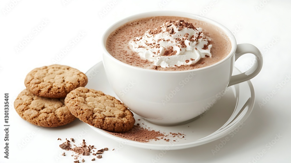 A Cup of Hot Chocolate with Whipped Cream and a Sprinkle of Cocoa A Cup of Hot Chocolate with Whipped Cream and a Sprinkle of Cocoa