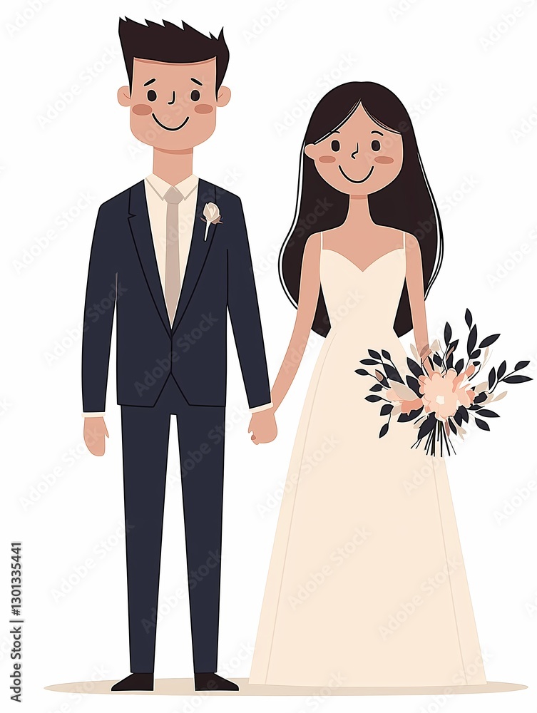 Happy bride and groom at the wedding