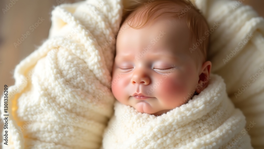 Newborn Baby Sleeping Peacefully Covered with a Soft Blanket, Adorable and Serene Rest in a Cozy Environment Newborn Baby Sleeping Peacefully Covered with a Soft Blanket, Adorable and Serene Rest in a Cozy Environment