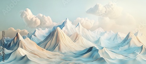 Wallpaper Mural Paper-like layered mountain landscape with soft textures and flowing shapes. Mural Marble Wallpaper Spring AI generated image Torontodigital.ca