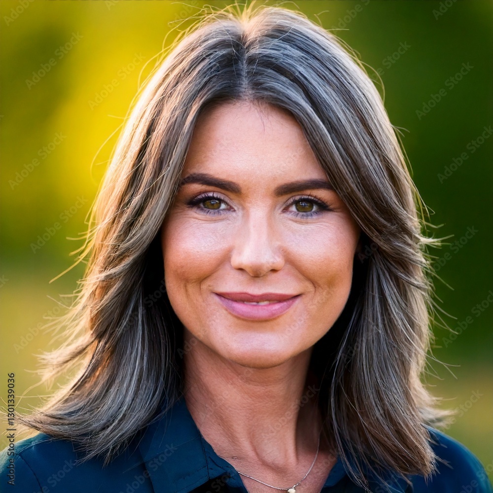 portrait of a middle-aged woman with long hair portrait of a middle-aged woman with long hair
