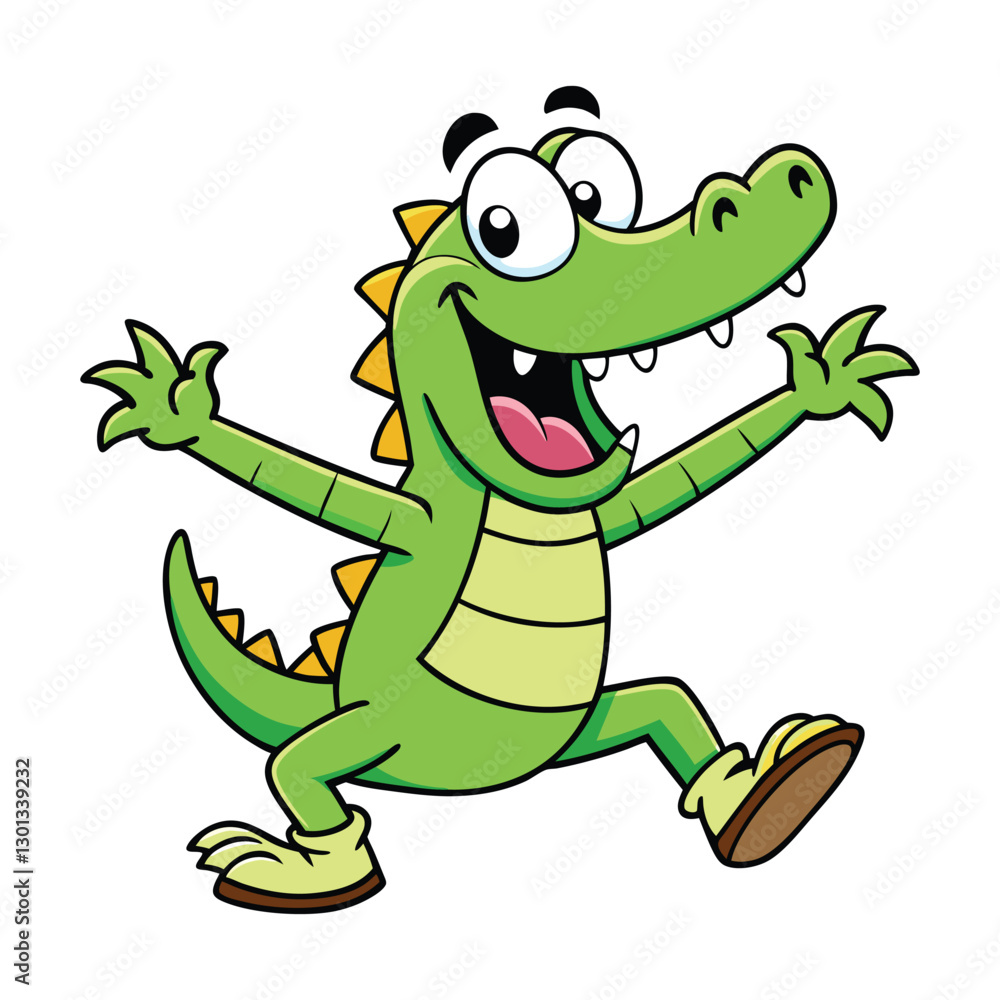 Fototapeta premium Funny crocodile dancing vector cartoon