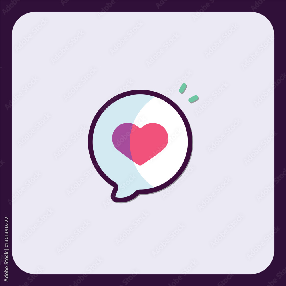 Heart in Speech Bubble Icon for Valentine's Day and Social Media Use Heart in Speech Bubble Icon for Valentine's Day and Social Media Use