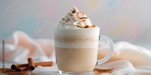 Creamy Seasonal Beverage with Cinnamon and Whipped Topping Delight. photo