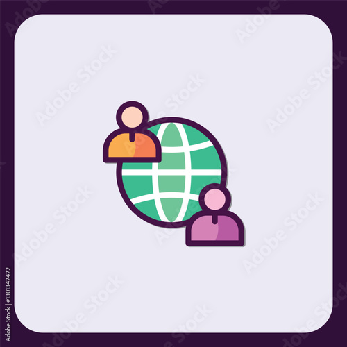 Global network communication icon, showing connection and global business