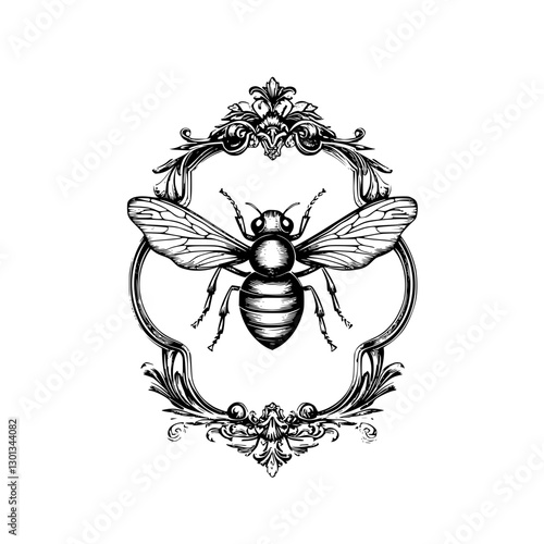 Vector engraved illustration of a bee design suitable for product applications and artistic expressions