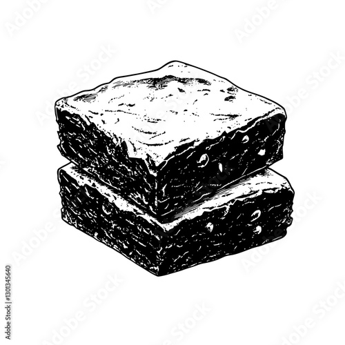 Vector engraved illustration of brownies for culinary product design inspiration and branding