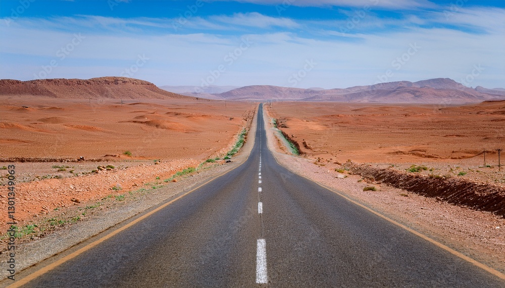 Endless Road Through a Rocky Desert Landscape Endless Road Through a Rocky Desert Landscape