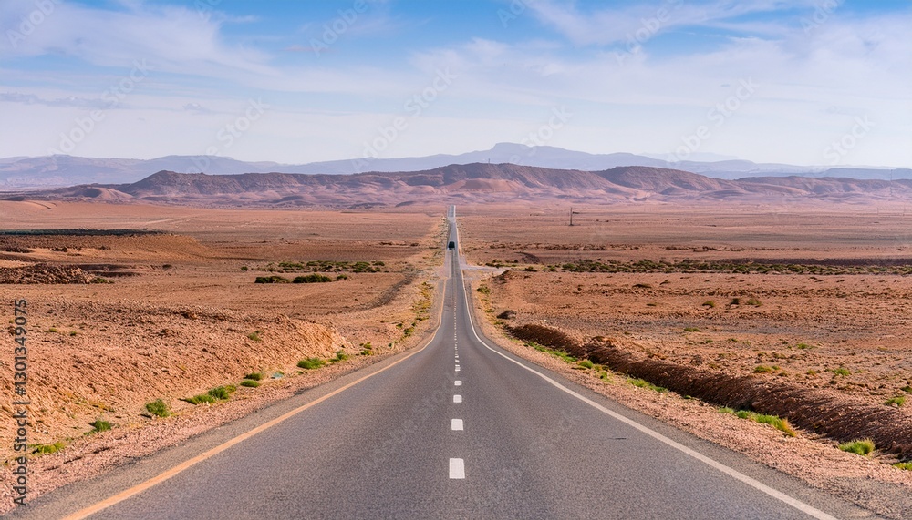 Endless Road Through a Rocky Desert Landscape Endless Road Through a Rocky Desert Landscape